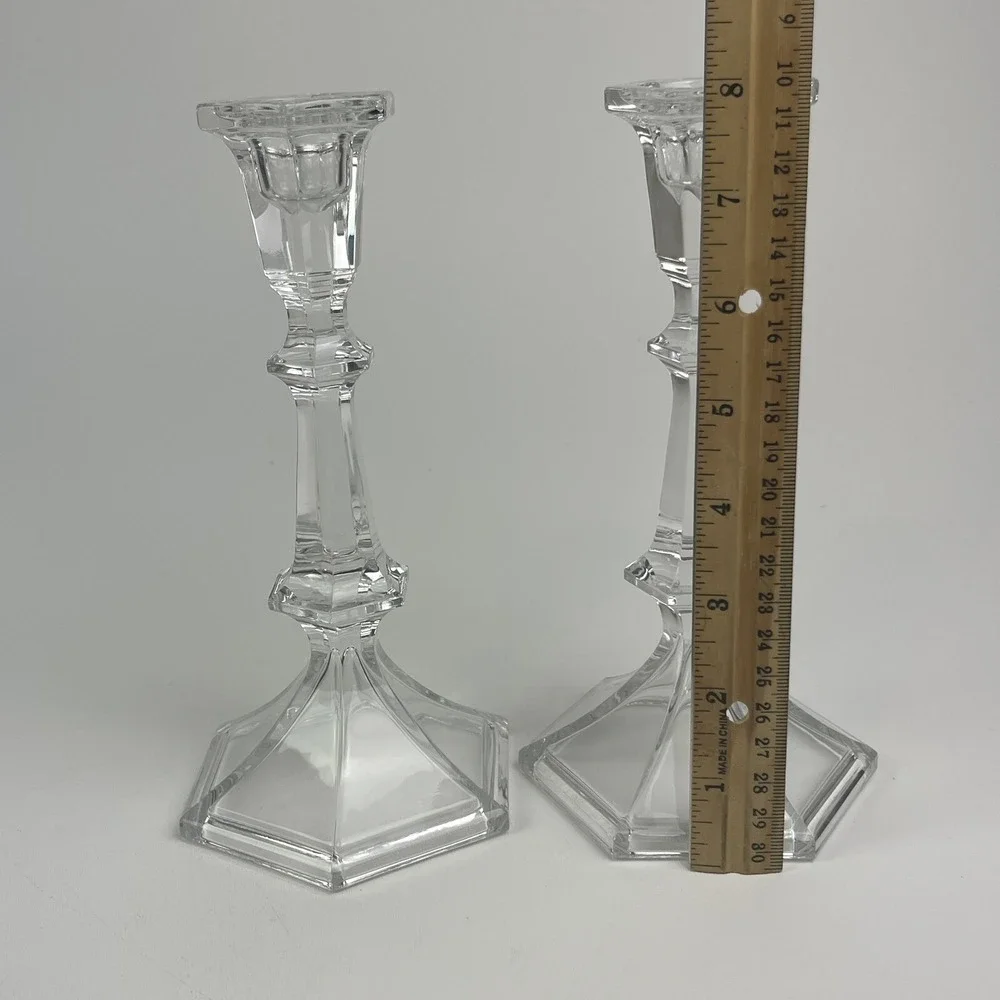 Lenox Crystal Candlestick Tapered Holder Set of 2 Tabletop Centerpiece 8